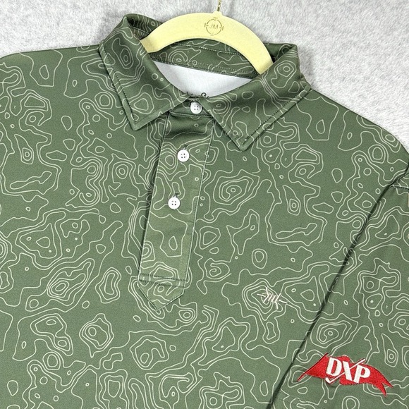Texas Standard Polo Shirt Mens Large Big Bend Topo Geometric Golf Performance - Picture 1 of 13